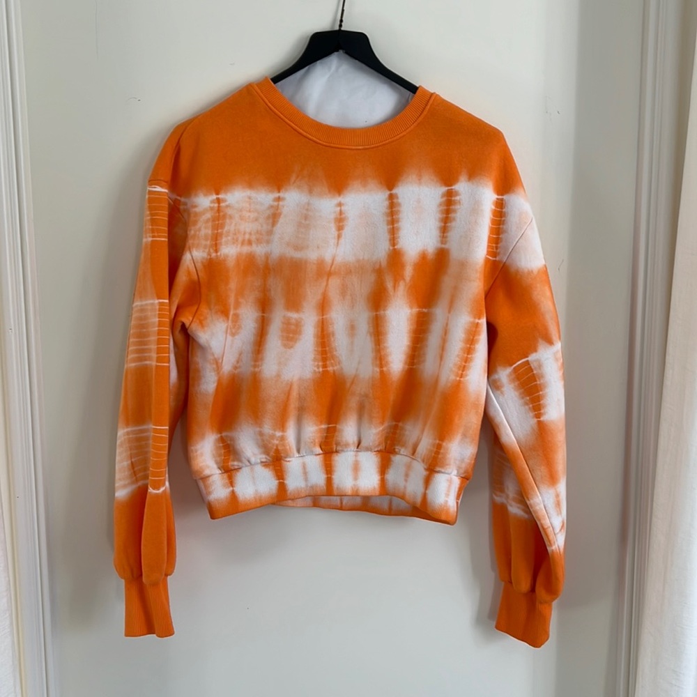Orange and white tie dyed C’est Toi cropped sweatshirt